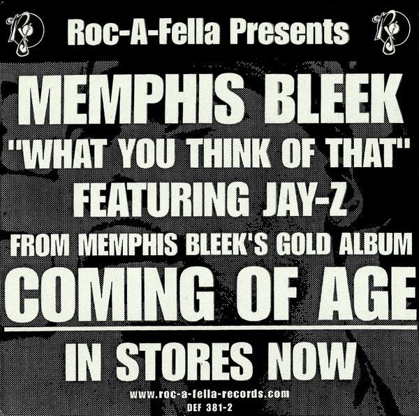 Memphis Bleek : What You Think Of That (CD, Single, Promo)