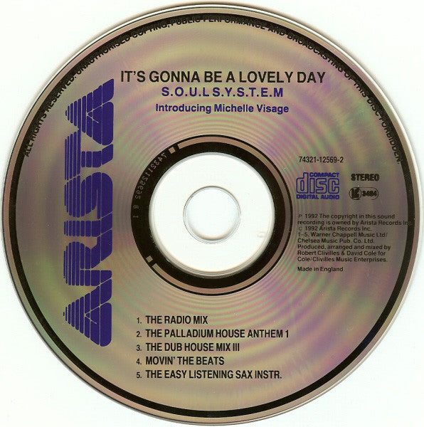 The S.O.U.L. S.Y.S.T.E.M. Introducing Michelle Visage : It's Gonna Be A Lovely Day (CD, Single)