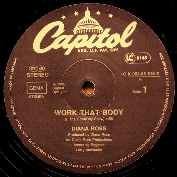 Diana Ross : Work That Body (12", Maxi)
