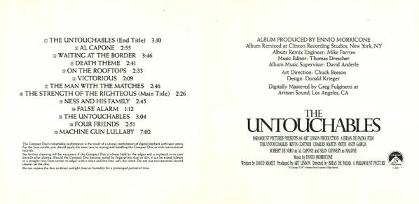 Ennio Morricone : The Untouchables (Original Motion Picture Soundtrack) (CD, Album)
