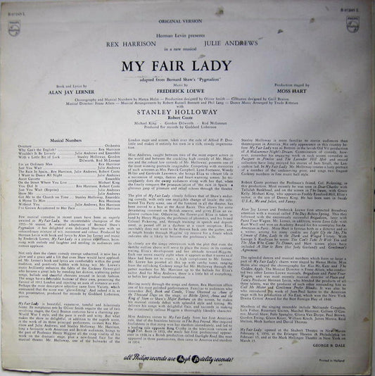 Rex Harrison, Julie Andrews With Stanley Holloway Book And Lyrics By Alan Jay Lerner Music By Frederick Loewe : My Fair Lady (LP, Album, Mono, RE)