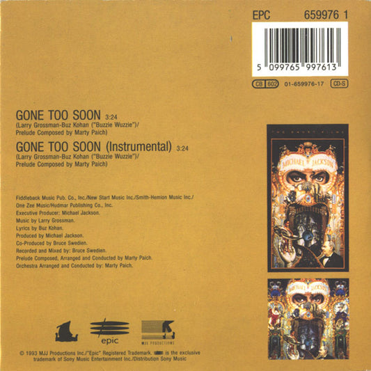 Michael Jackson : Gone Too Soon (CD, Single, Car)