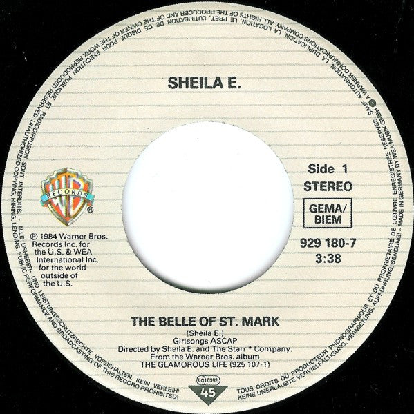 Sheila E. : The Belle Of St. Mark (7", Single)