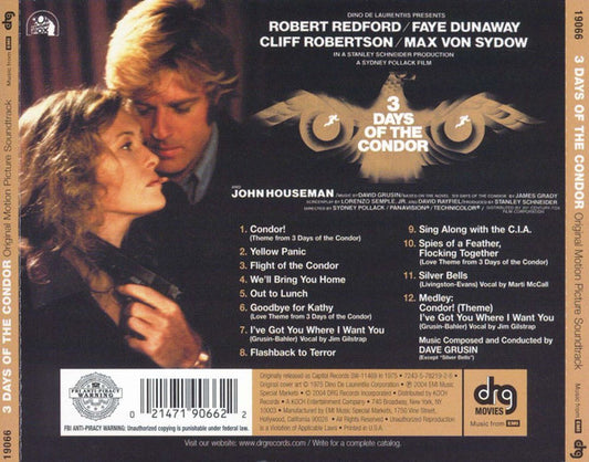 Dave Grusin : 3 Days Of The Condor (Original Motion Picture Soundtrack) (CD, RE)