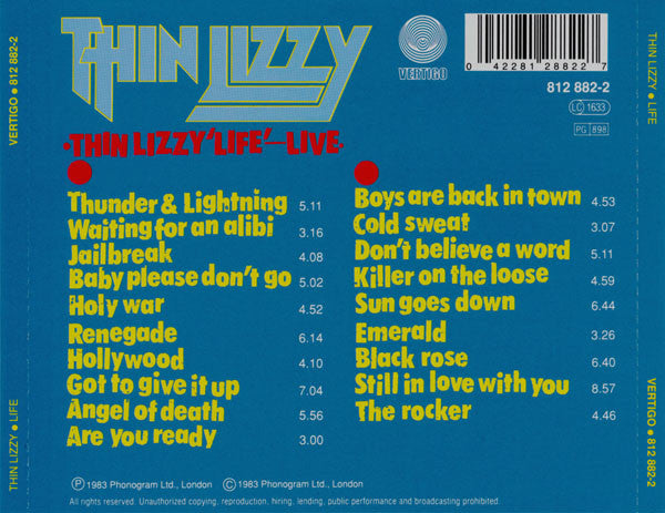 Thin Lizzy : Life Live (2xCD, Album, RE)