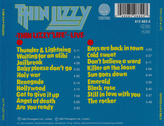 Thin Lizzy : Life Live (2xCD, Album, RE)