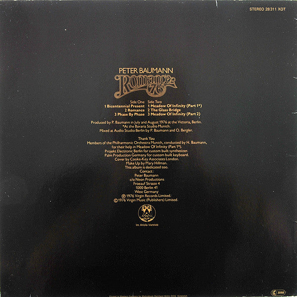 Peter Baumann : Romance 76 (LP, Album, RE)