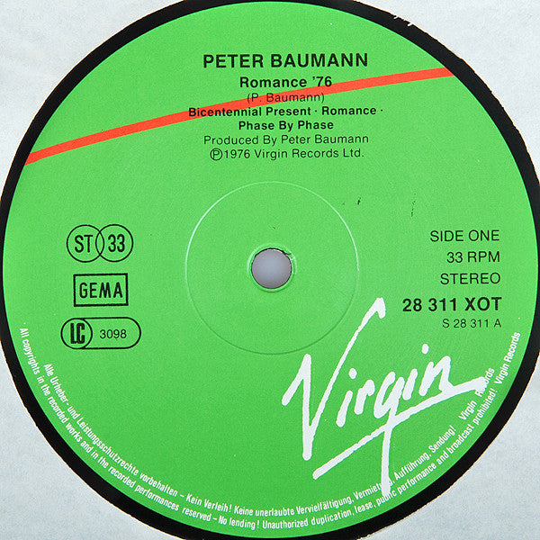 Peter Baumann : Romance 76 (LP, Album, RE)