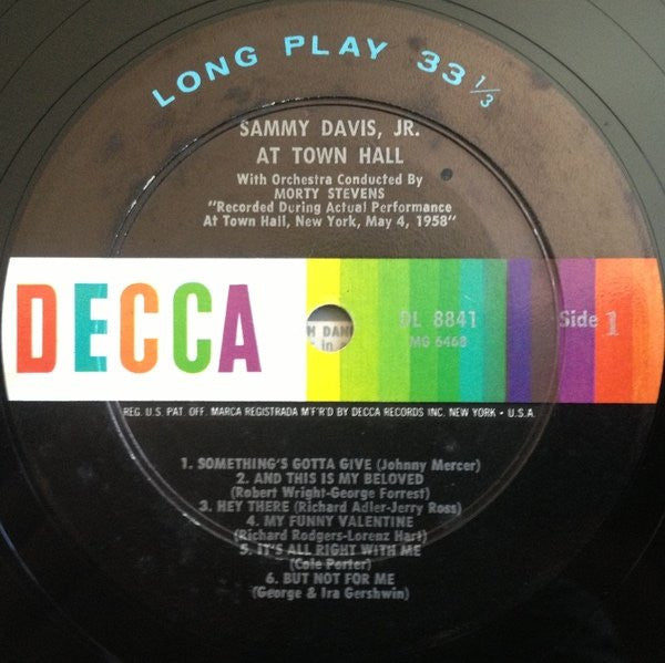 Sammy Davis Jr. : Sammy Davis, Jr. At Town Hall  (LP, Album, Mono, RP)