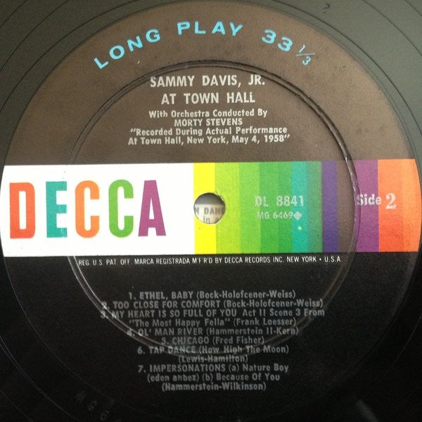 Sammy Davis Jr. : Sammy Davis, Jr. At Town Hall  (LP, Album, Mono, RP)