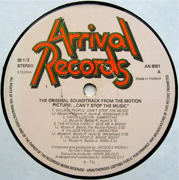 Village People : Can't Stop The Music - The Original Motion Picture Soundtrack Album (LP, Album, Gat)