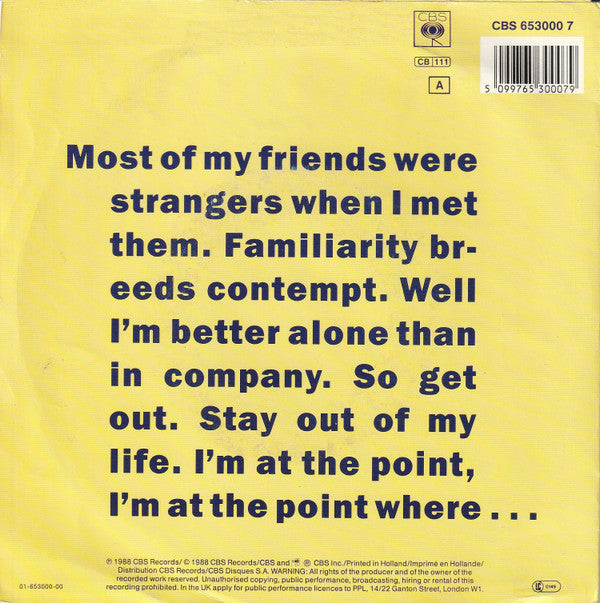 Bros : I Quit. (7", Single)