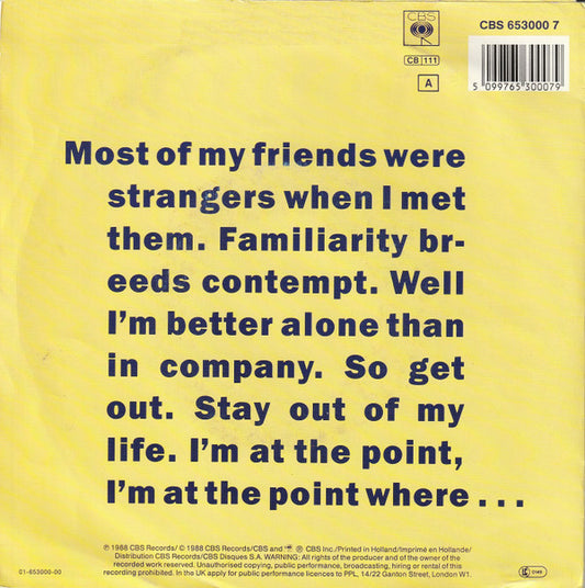 Bros : I Quit. (7", Single)