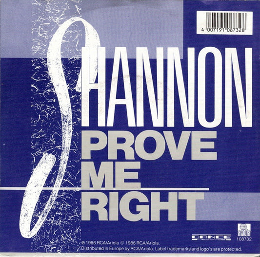Shannon : Prove Me Right (7", Single)