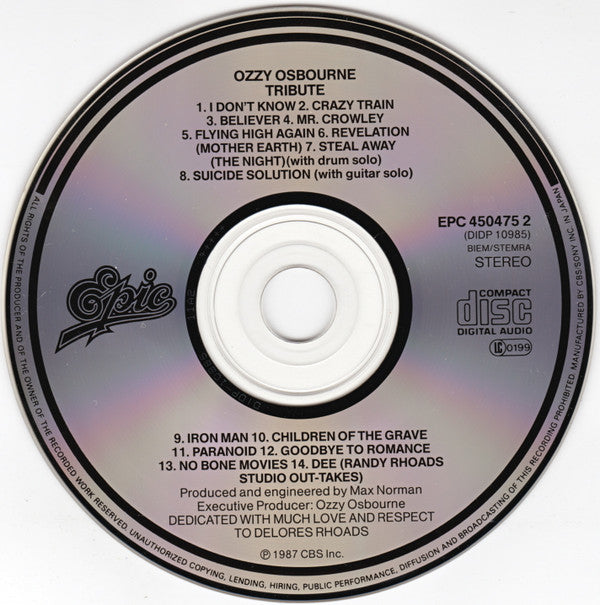 Ozzy Osbourne : Randy Rhoads Tribute (CD, Album)