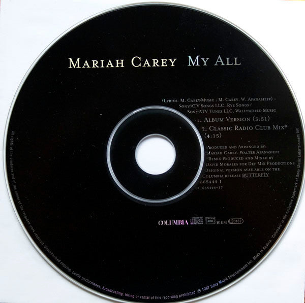 Mariah Carey : My All (CD, Single, Car)