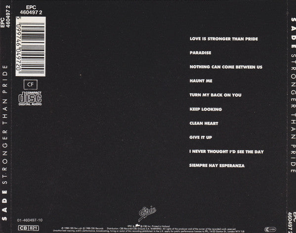 Sade : Stronger Than Pride (CD, Album)