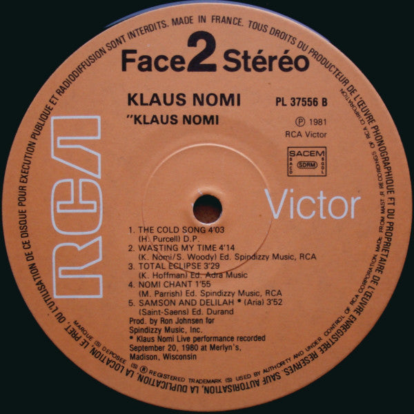Klaus Nomi : Klaus Nomi (LP, Album)