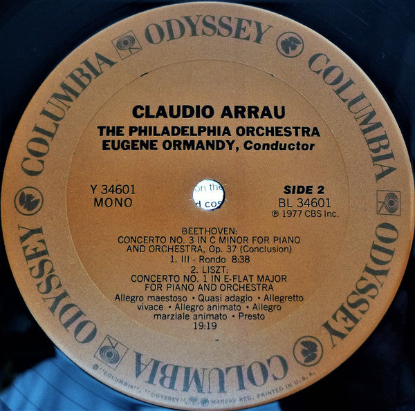 Ludwig van Beethoven / Franz Liszt - Claudio Arrau, Eugene Ormandy, The Philadelphia Orchestra : Piano Concerto No.3 In C Minor / Piano Concerto No.1 In E-Flat Major (LP, Comp, Mono)