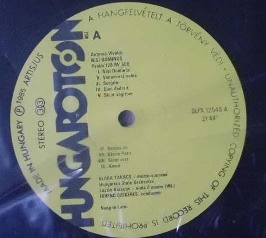 Antonio Vivaldi - Klára Takács, Budapesti Madrigálkórus, Hungarian State Orchestra, Ferenc Szekeres : Psalms (LP, Album)