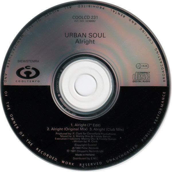 Urban Soul : Alright (CD, Single)