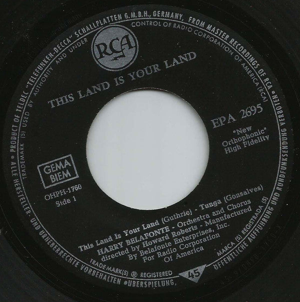 Harry Belafonte : This Land Is Your Land (7", EP)