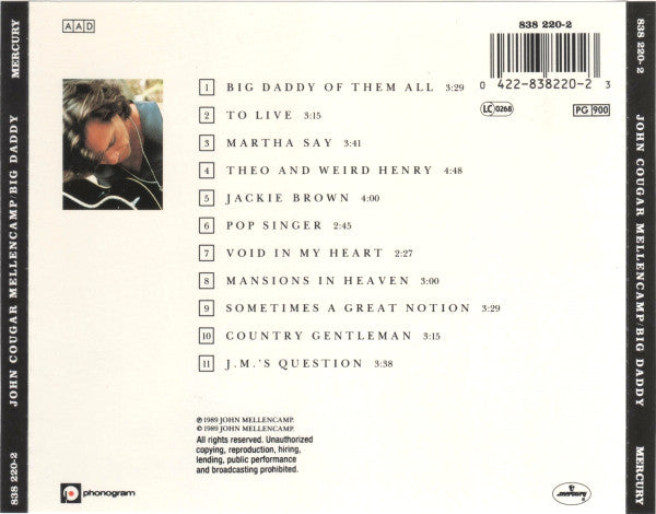 John Cougar Mellencamp : Big Daddy (CD, Album)