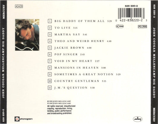 John Cougar Mellencamp : Big Daddy (CD, Album)