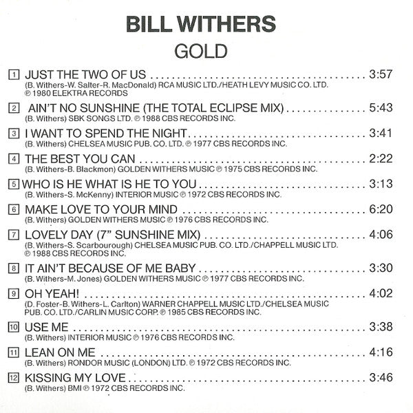 Bill Withers : Collection Gold (CD, Comp)