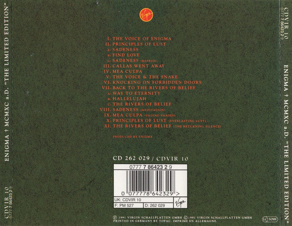 Enigma : MCMXC a.D. "The Limited Edition" (CD, Album, Ltd)