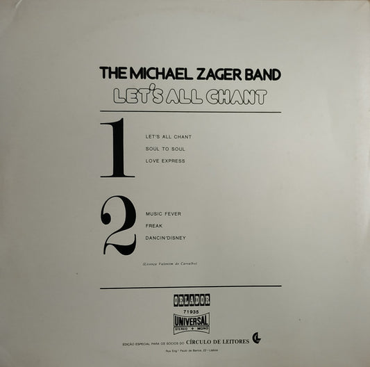 The Michael Zager Band : Let's All Chant (LP, Album, Club, RE)