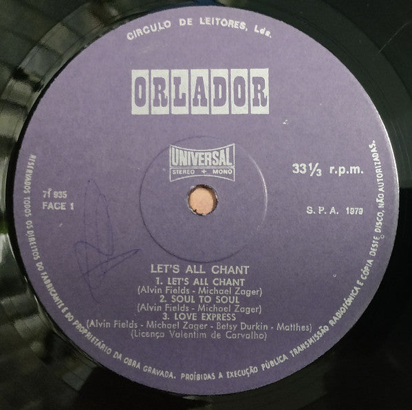 The Michael Zager Band : Let's All Chant (LP, Album, Club, RE)