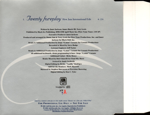 Janet Jackson : Twenty Foreplay (CD, Single, Promo)