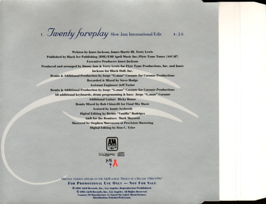Janet Jackson : Twenty Foreplay (CD, Single, Promo)