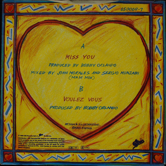 The Flirts : Miss You (7", Single)