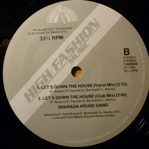 Sharada House Gang : Let's Down The House (12")