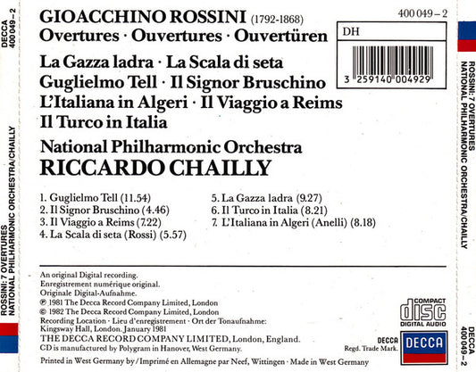 Riccardo Chailly, Gioacchino Rossini, National Philharmonic Orchestra : 7 Overtures (CD, Album)