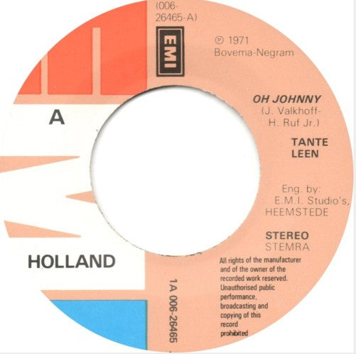 Tante Leen : Oh Johnny / Hand In Hand (7", Single, RE)