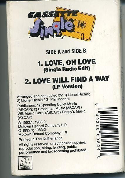 Lionel Richie : Love, Oh Love (Cass, Single)