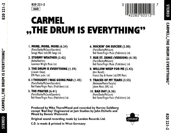 Carmel (2) : The Drum Is Everything (CD, Album, RE)