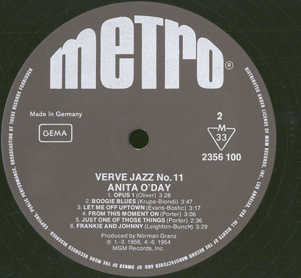 Anita O'Day : Verve Jazz No. 11 (LP, Comp, Mono)