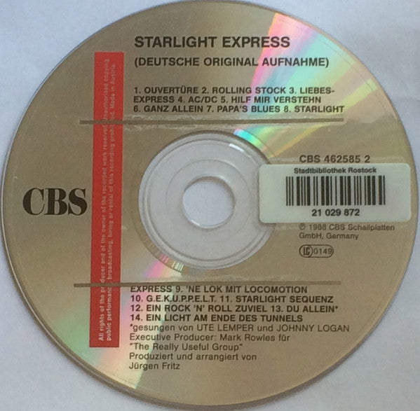 Andrew Lloyd Webber : Starlight Express - Deutsche Originalaufnahme (CD, Album, RE)