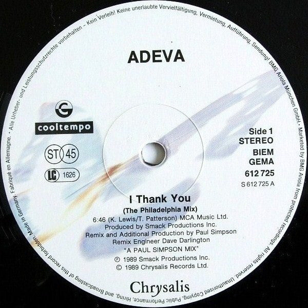 Adeva : I Thank You (12", Maxi)
