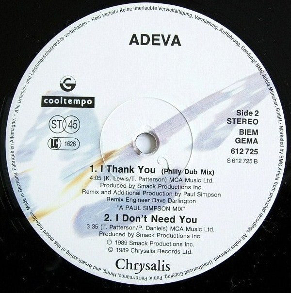 Adeva : I Thank You (12", Maxi)