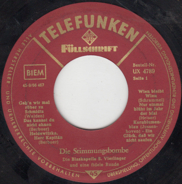 Die Blaskapelle Sepp Vierlinger : Die Stimmungsbombe (7", Mixed)