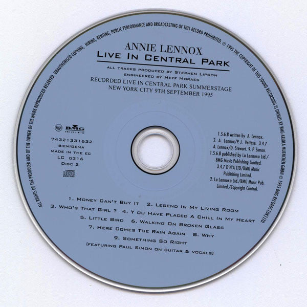 Annie Lennox : Medusa + Live In Central Park (CD, Album, RE + CD)