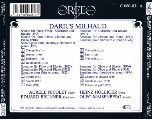 Darius Milhaud, Aurèle Nicolet • Heinz Holliger • Eduard Brunner • Oleg Maisenberg : Kammermusik Für Bläser Und Klavier (CD)