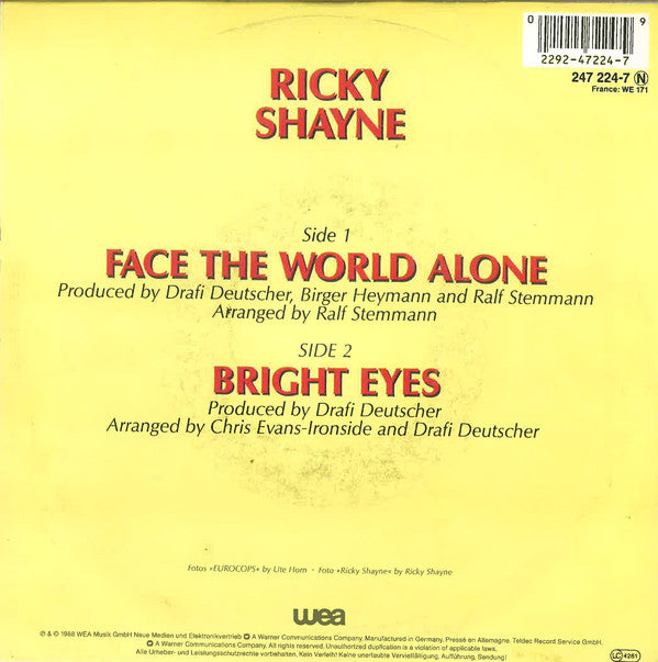 Ricky Shayne : Face The World Alone (7", Single)