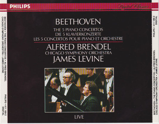 Ludwig van Beethoven, Alfred Brendel, Chicago Symphony Orchestra, James Levine (2) : The 5 Piano Concertos = Die 5 Klavierkonzerte = Les 5 Concertos Pour Piano Et Orchestre (Live) (3xCD)
