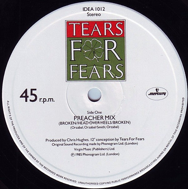 Tears For Fears : Broken / Head Over Heels / Broken (Preacher Mix) (12", Single)